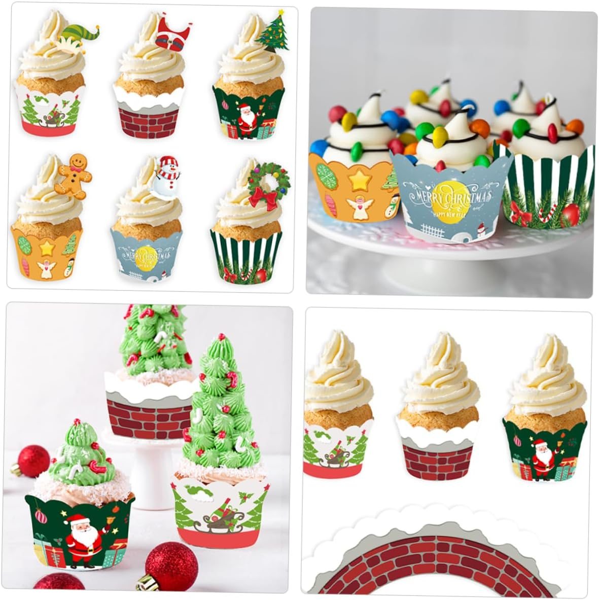 Gadpiparty Christmas Cake Decoration Cupcake Wrappers for Xmas Party Merry Christmas Theme for Baking Cake Cup and Party Favor image number 4