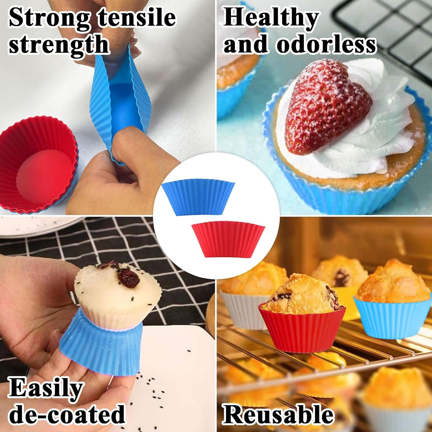 Silicone Air Fryer Liners Reusable,2 Silicone Air Fryer Liners round Airfryer Liners,6 Muffin Cup,1Cooking Tongs,1Oil Brush,2Oven Gloves,1Spatula(Bb13Pack)