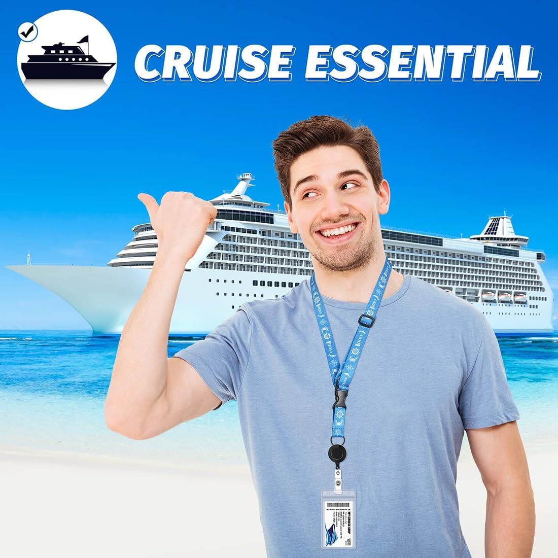 6Pack Cruise Lanyard Set - Retractable with Waterproof ID Badge Reel Holder, Adjustable Nautical Lanyard with Detachable Buckle for Ships Key Cards image number 6