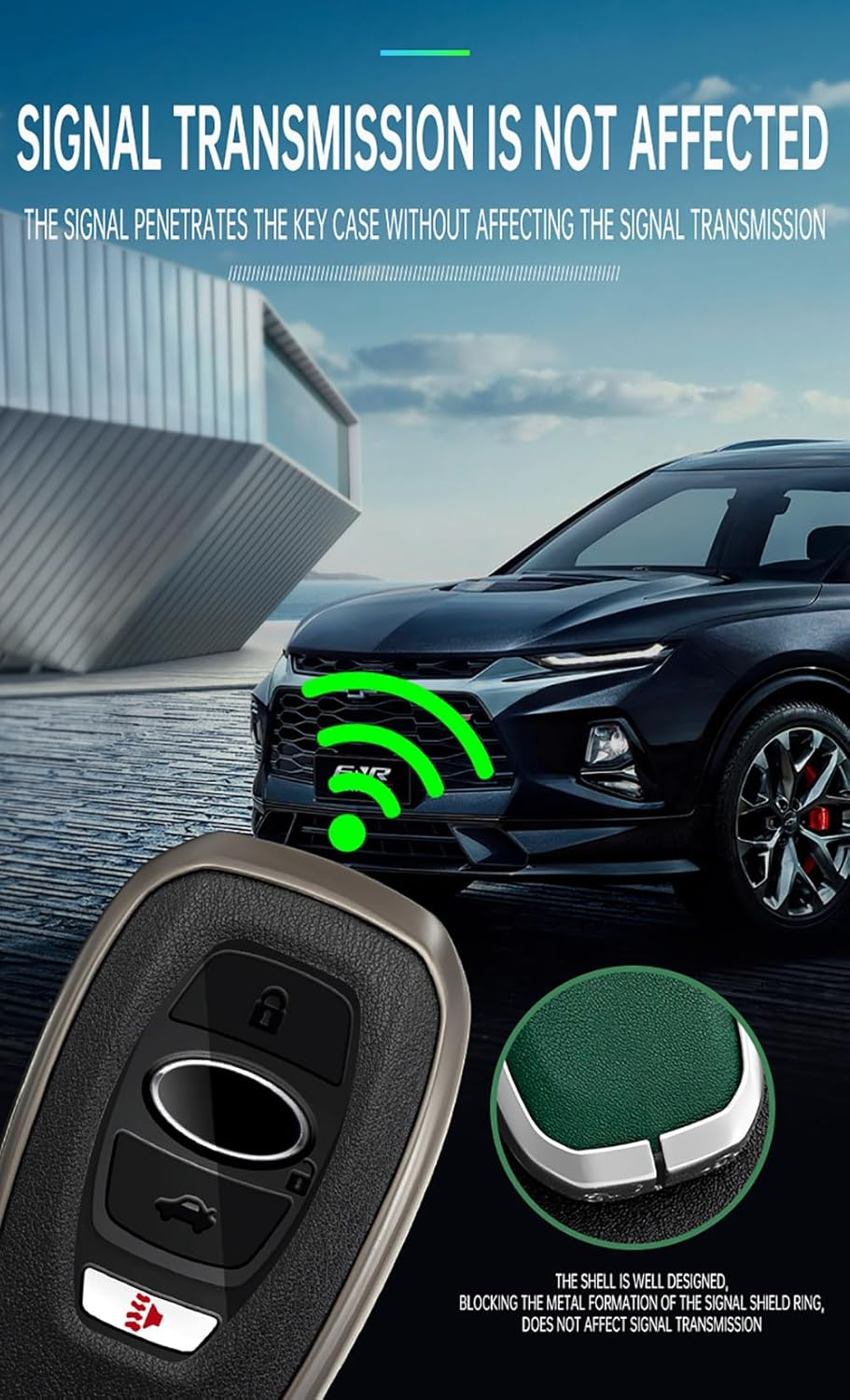 Ontto Alloy Car Key Fob Cover Fit for Subaru Forester Crosstrek Outback WRX Ascent BRZ Impreza Legacy Leather Smart Key Case Shell Key Holder Bag Keyring Keychain Protector Accessories Silver-Brown image number 3