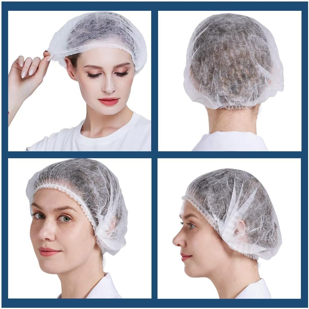 150 Pcs Disposable Hair Net Caps, Elastic Non-Woven Disposable Bouffant Caps Head Cover Nets,Nonwoven Elastic Cap Soft and Breathable for Shower Food Service Kitchen Hospital image number 4