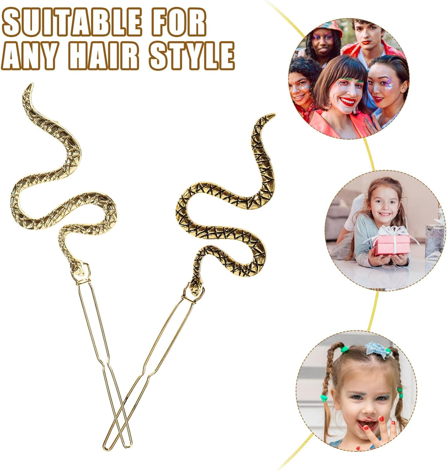 Luxshiny 4Pcs S-Shaped Hairpin Snake Shaped Metal Hairpin Fashion Hair Clips for Women Ladies for School Hair Accessories and Daily Use image number 5