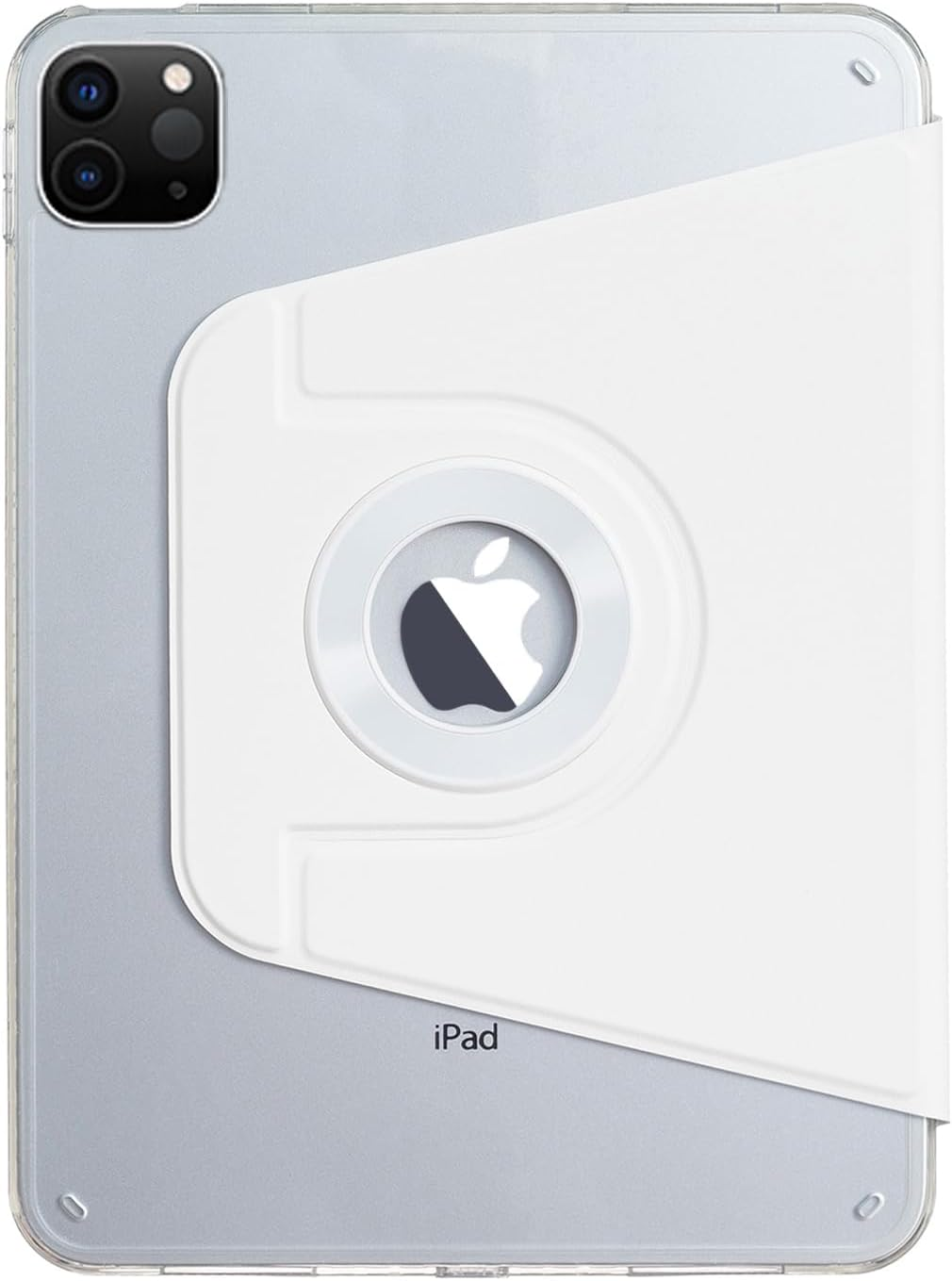 Ipad Air (13'') M3-2025 M2-2024 Case, Ipad Pro-6 5 4 3 (12.9'') Case, Dmaos Magnetic Detachable Smart Cover, 360&deg; Rotation Foldable Stand - White