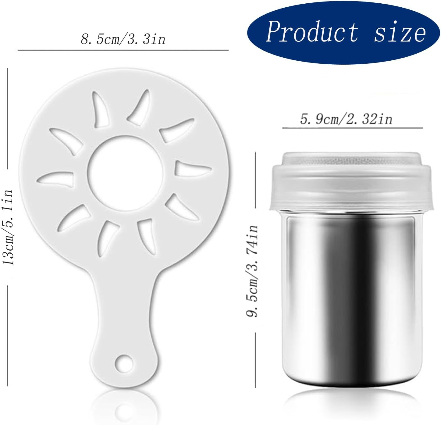1 Powdered Sugar Shaker with Lid, Stainless Steel Fine Mesh Shaker, Powder Jar Salt Coffee Cocoa Powder, with Printing Mold Template image number 6