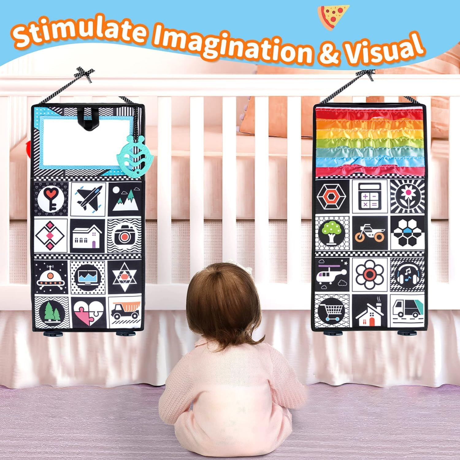 Tummy Time Mirror Toys for Babies, High Contrast Activity Montessori Newborn Infant Toys, Black and White Baby Toys for 0 3 6 9 12 Month Boy Girl Crawling Sensory Toy Floor Crib Car Activity Essential image number 5