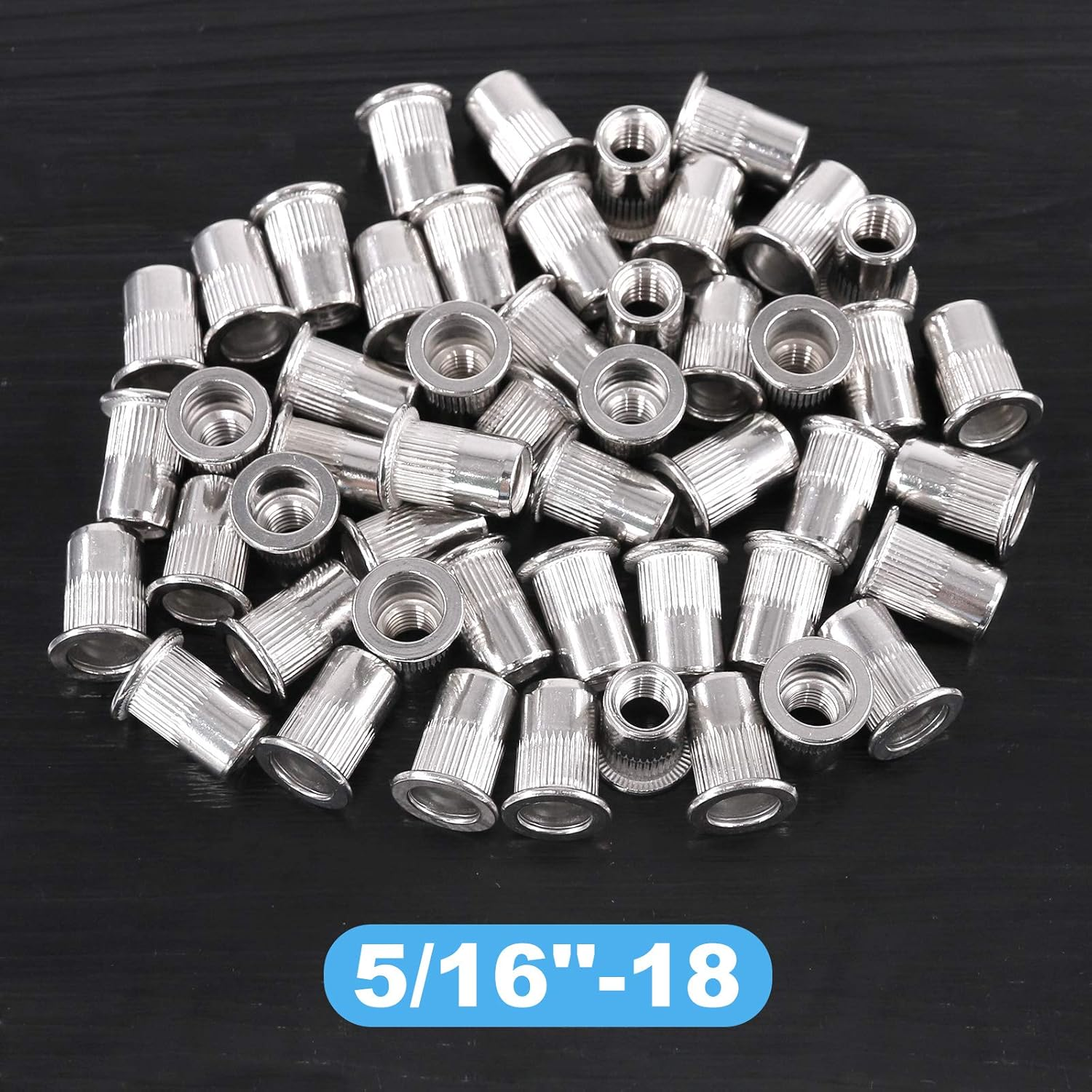 Glarks 30Pcs 5/16''-18 UNC 304 Stainless Steel Rivet Nuts Flat Head Threaded Insert Nutserts Rivnuts Set image number 3