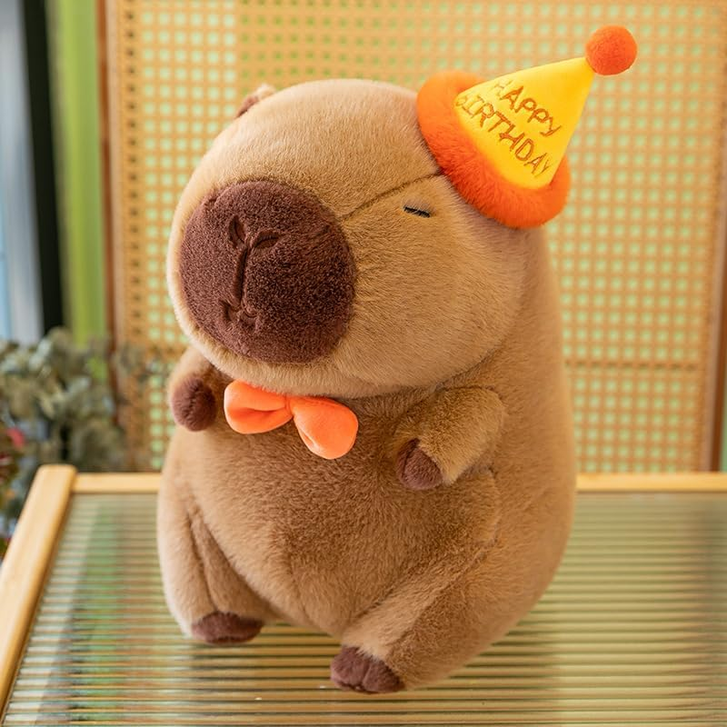 Cute Birthday Capybara Plush, 12-Inch Kawaii Stuffed Animal Soft Toy, Birthday Gifts, Party Decoration for Kids image number 4