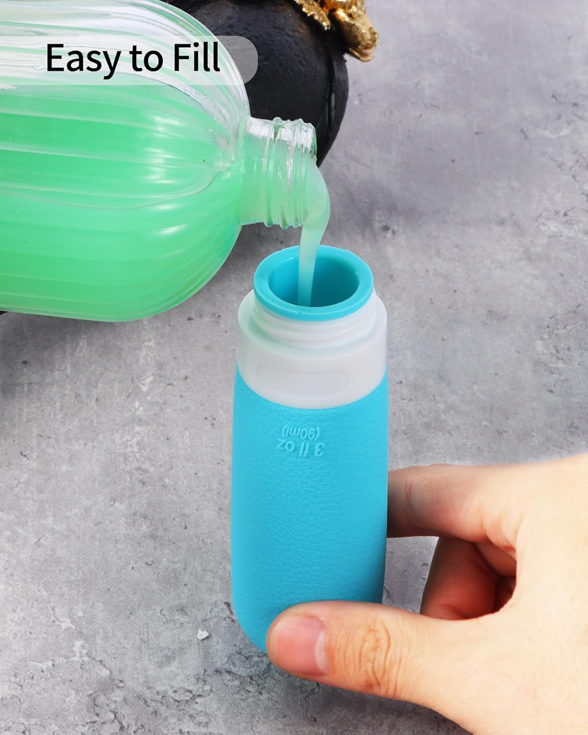 90Ml Travel Bottles Set for Toiletries, 5 Pack TSA Approved Silicone Travel Toiletries Bottles, BPA Free Leak Proof Refillable Travel Containers Essentials for Shampoo Cosmetic Lotion image number 3