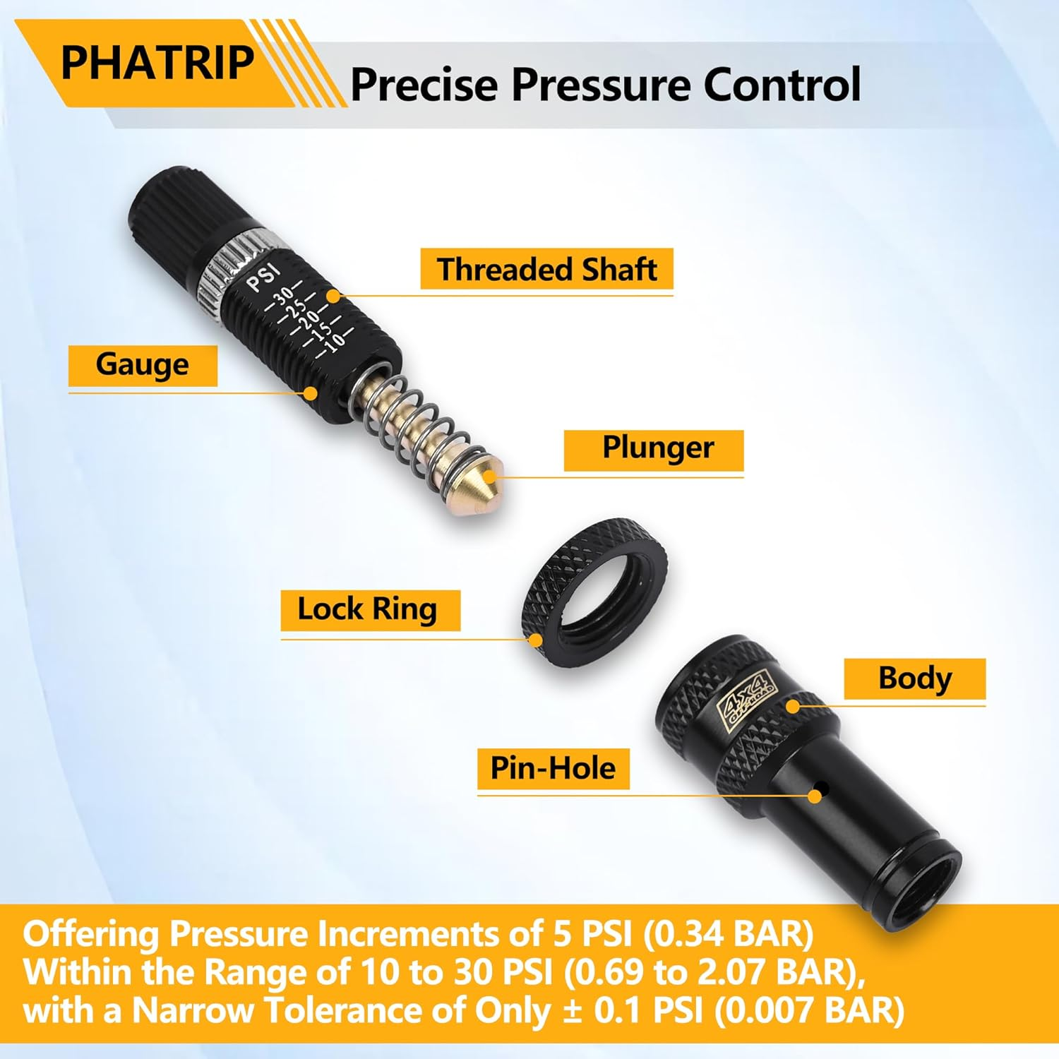 Automatic Tire Deflator Kit, 4 Pcs Adjustable Auto-Stop Tire Deflator Valve (10-30 PSI), 4X4 Portable Air Deflator Tire Valve Core Tool, Tire Air down Tool for Vehicles, Motorcycles, Cars, Trucks