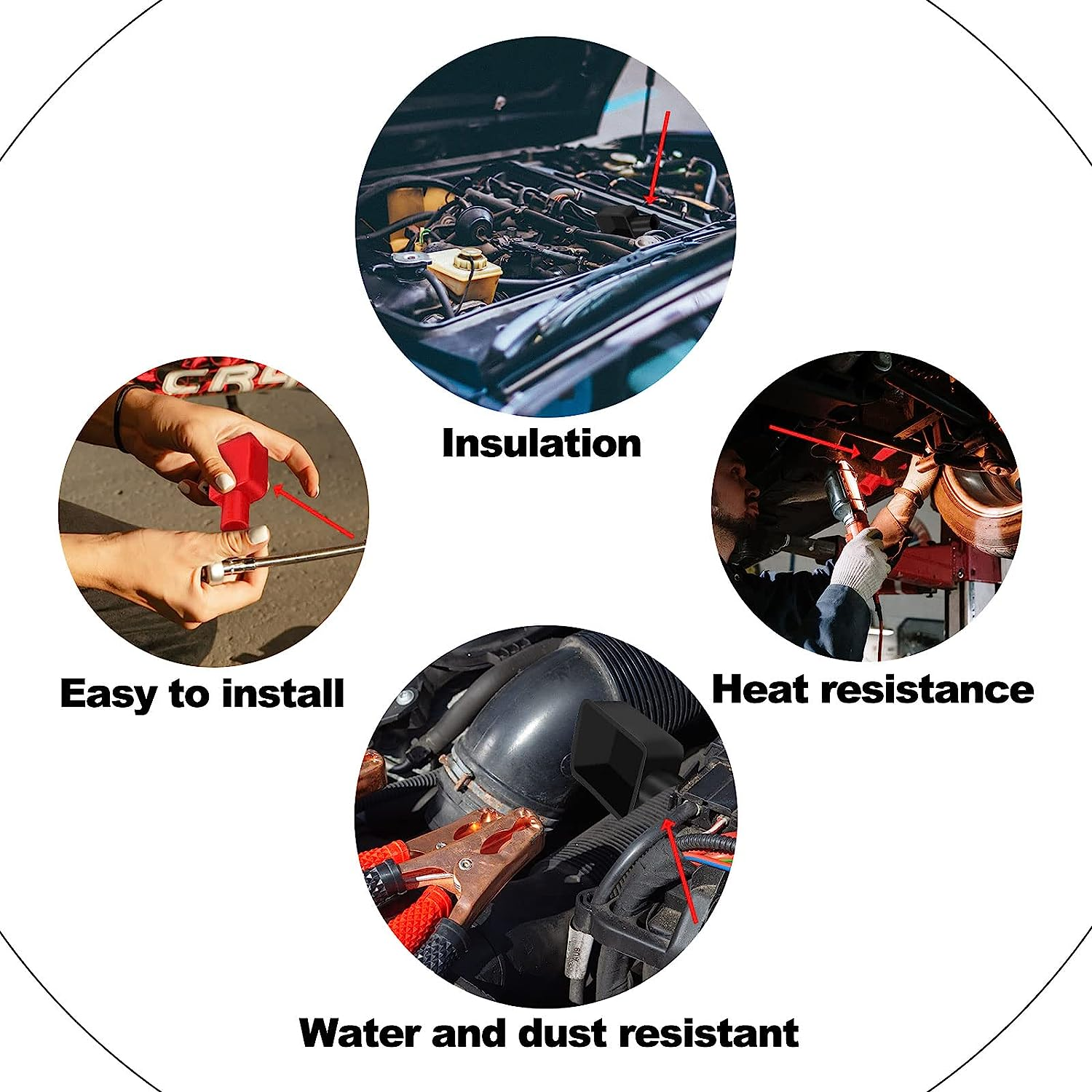 4Pcs Battery Terminal Covers Auto, Insulating Red & Black Soft Rubber Positive and Negative Cable Stud Covers Flexible Battery Terminal Protector Caps for Car Electric Bikes Trucks image number 1