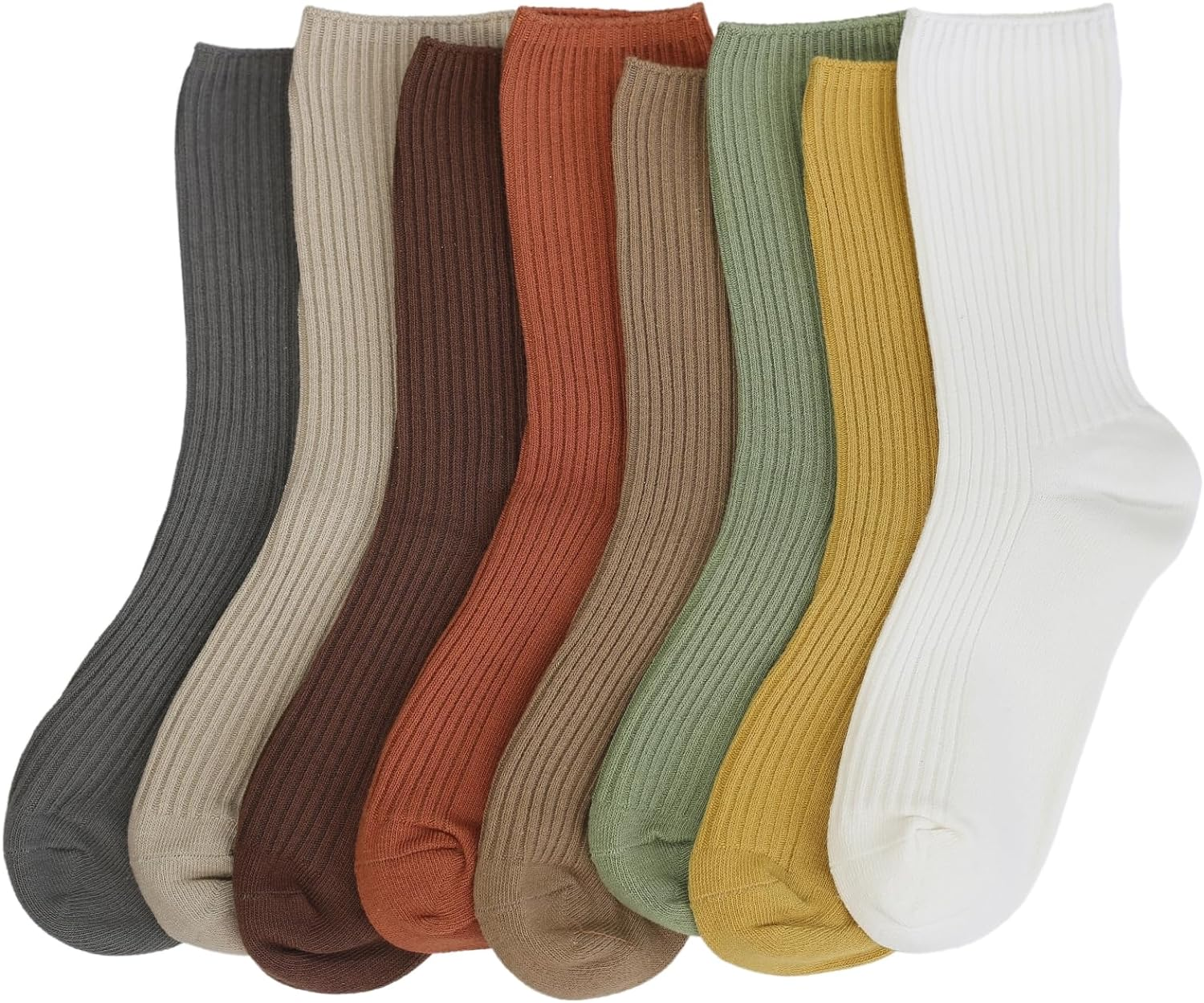 ACCFOD Womens Cute Crew Socks Casual Athletic Aesthetic Socks Neutral Cotton Socks for Women Granola Girls Clothes