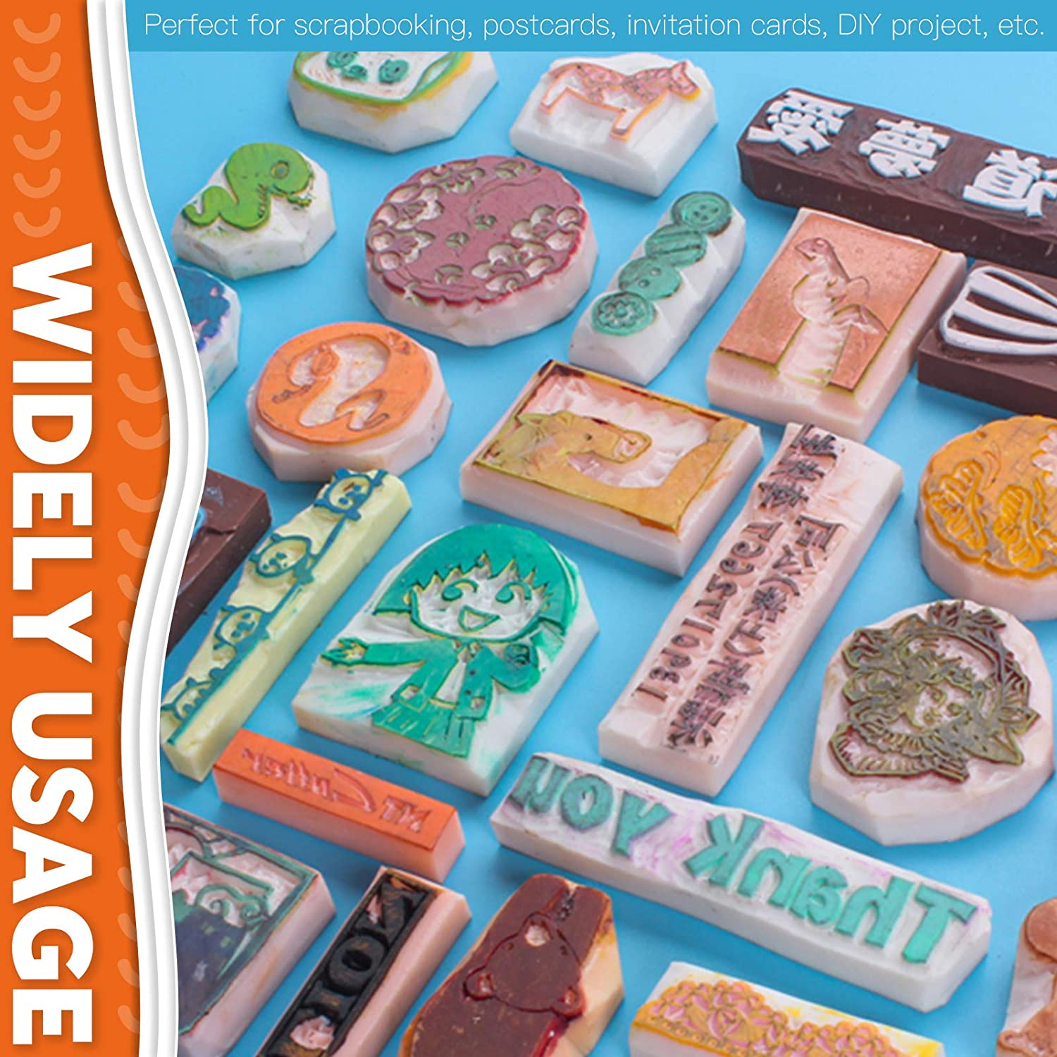 14Pcs Mixed Carve Printing Kit with Carving Knives and Whetstone, Rubber Stamp Blocks Set for Beginners or Professionals, Printmaking, Sculpting, Stamping