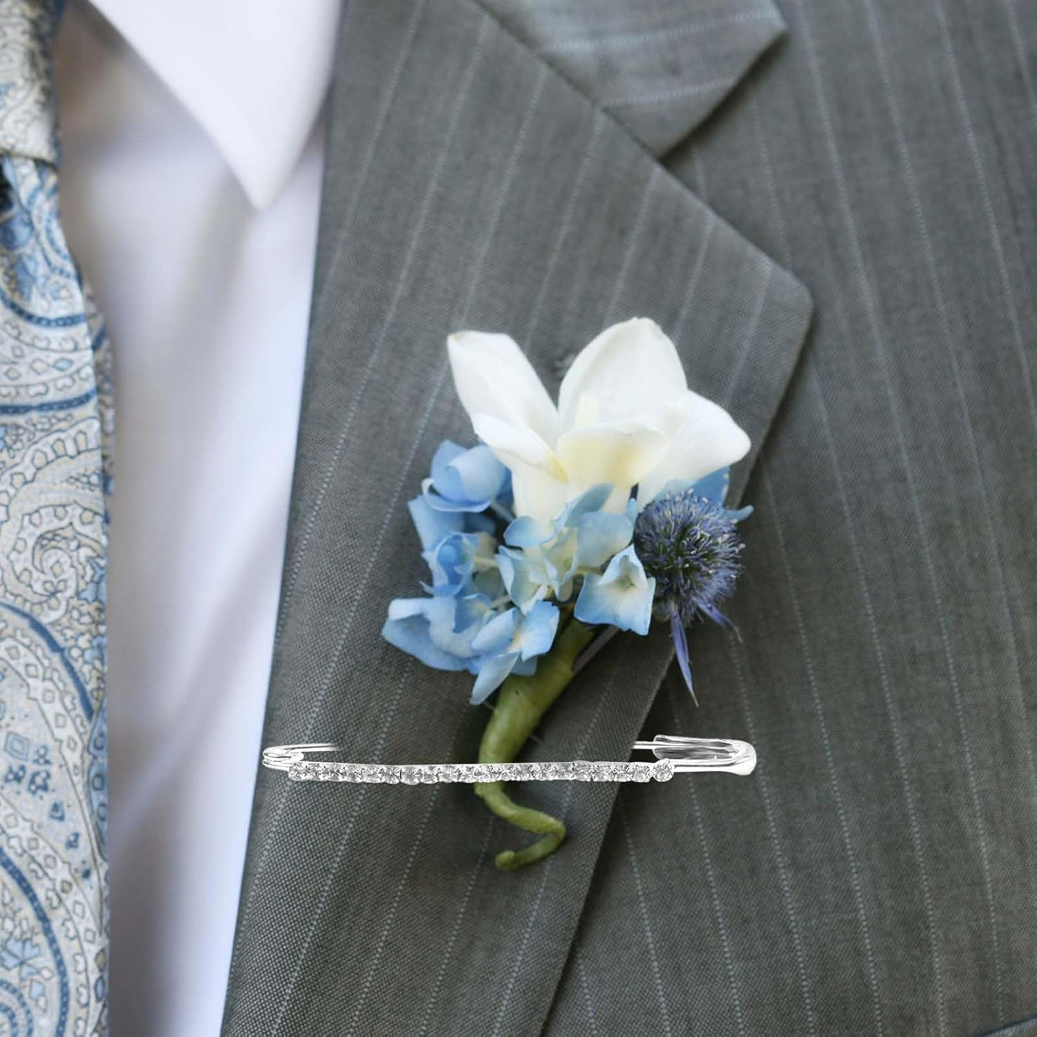 26Pcs Rhinestone Safety Pins, Basting Pins for Quilting Sewing Safety Pins Quilting Basting Pins Curved Basting Pins Curved Safety Pins for Women Skirts Sweater Scarf (Silver) image number 6