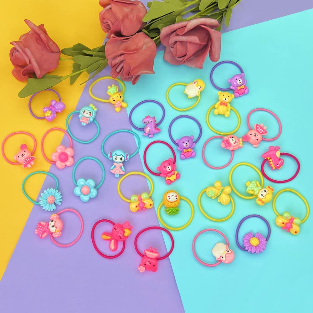 AMMY Colorful Hair Ties for Fine Hair, Small Soft Hair Bands Cute Hair Accessories with Fun Characters for Toddlers Little Girls image number 5