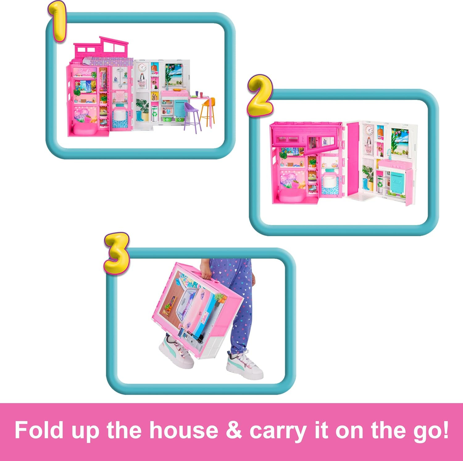 Barbie Doll House Playset, Getaway House with 11 Accessories Including 2 Chairs, 4 Play Areas & 360-Degree Play image number 1
