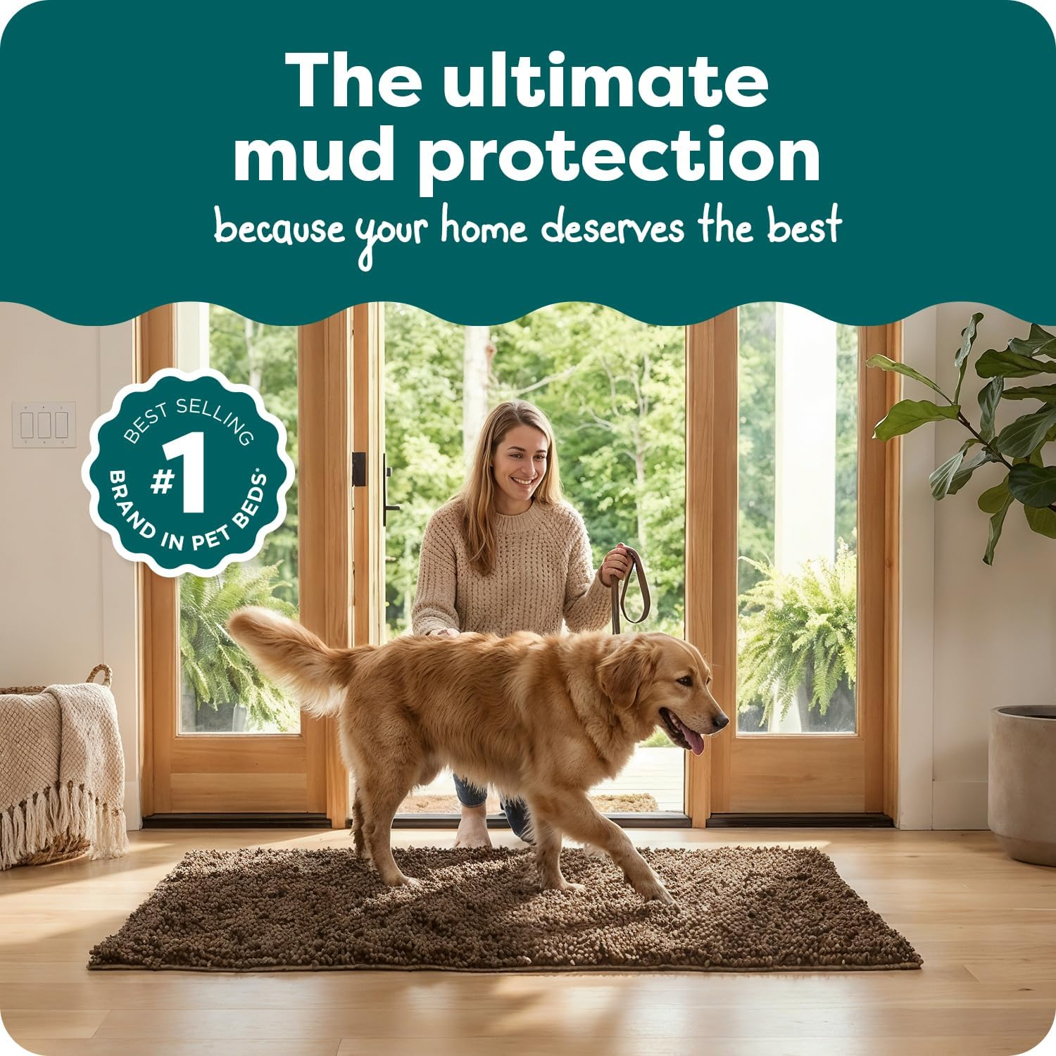 Furhaven Pet Dog Mat | Muddy Paws Towel & Shammy Rug, Mud (Brown), Runner image number 6