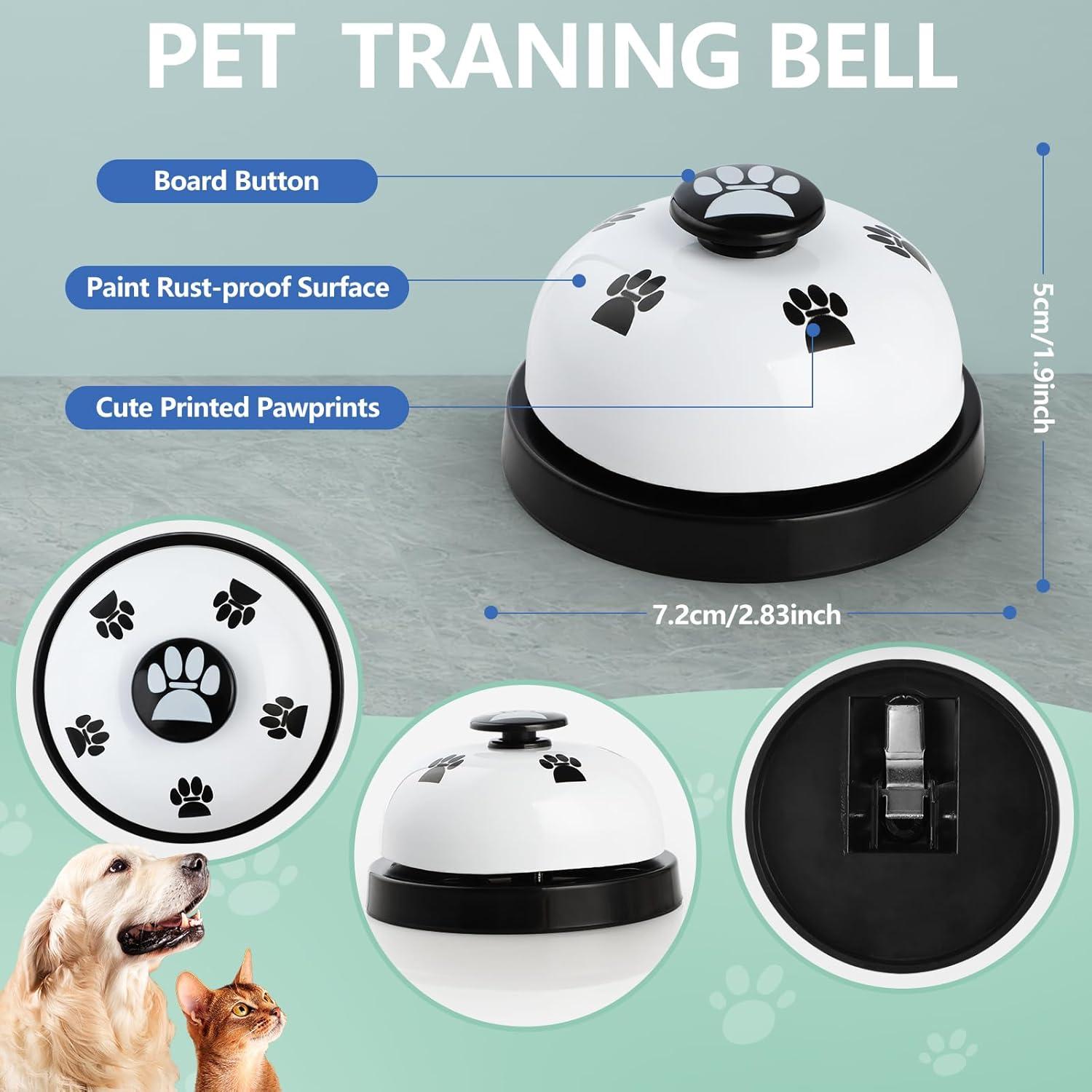 Dog Doorbells (2 Pack), KIKISML Puppy Door Bell Pet Training Bell for Ring Go outside Potty Communication Toilet Train Door Knob Adjustable Strap 7 Extra Large Loud Bells Cat Interactive Toys, Black image number 3