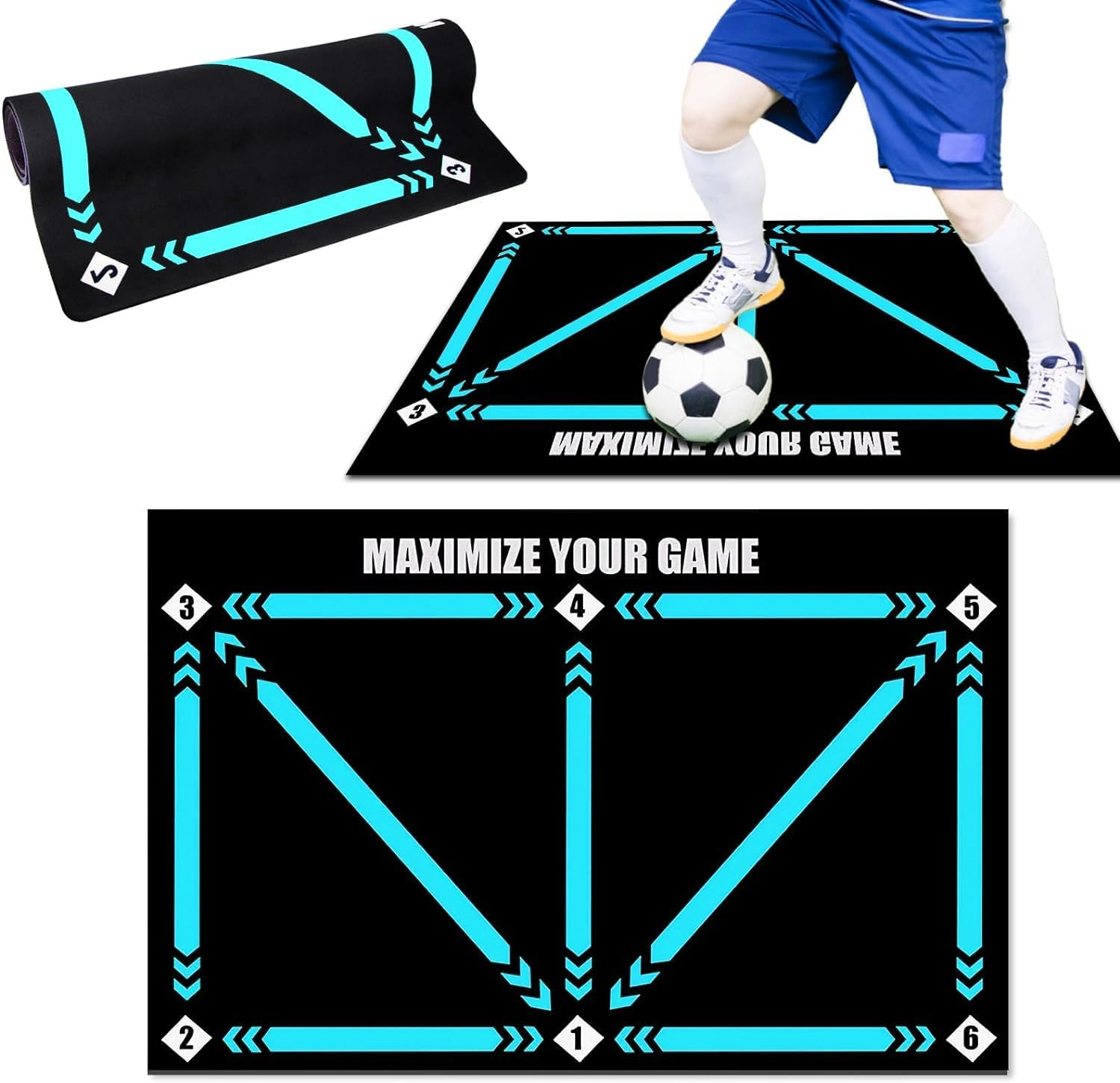Football Footstep Training Mat - Silent Shock Absorption Equipment for All Ages, Soccer Enthusiasts to Improve Speed, Strength and Coordination image number 6