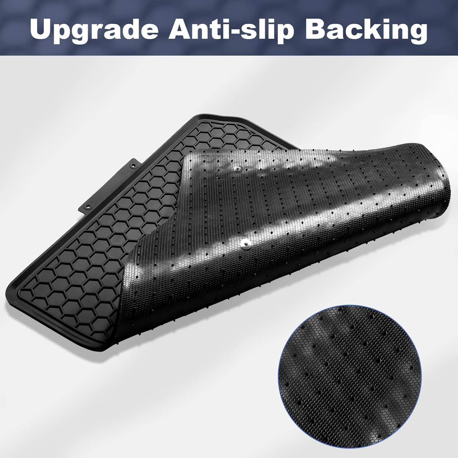 Spurtar for Tesla Model 3 Floor Mats 2017-2025, Car Floor Mats All Weather Automotive with 3D Extended Edge, 3 Pack Honeycomb Design Front & Rear Rubber All-Weather Protector, Black image number 3