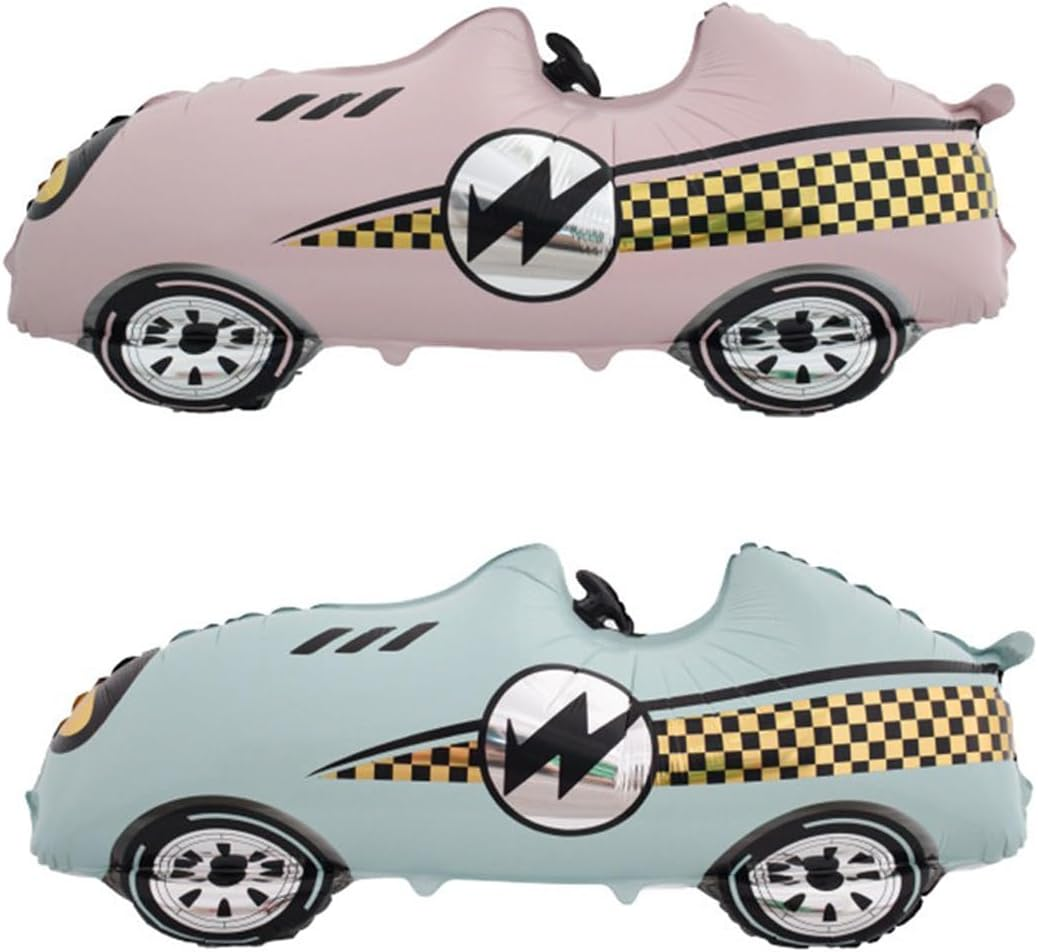 Race Car Balloons Racing Car Foil Balloon Birthday Party Decorations Race Car Theme Party Decorations Kids Boy Racing Party Supplies 2PCS (Blue and Pink) image number 4