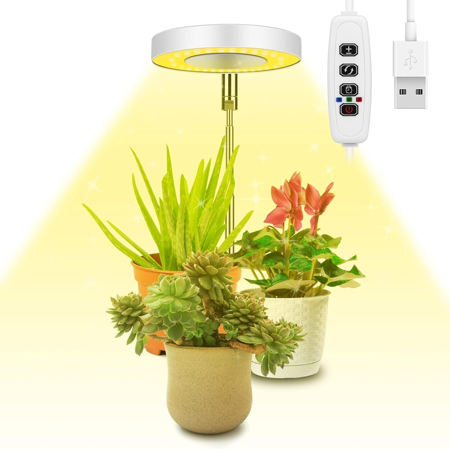 Plant Grow Light, 48 Leds Full Spectrum LED Plant Light for Indoor Plants, Height Adjustable, Auto On/Off Timer 3/9/12H Growing Lamp with 9 Dimmable Brightness (1 Pack) image number 2
