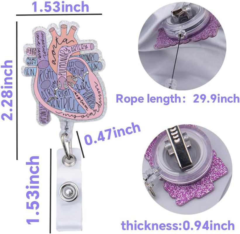 Nurse Badge Reel Holder Clip Id Badge Card Holder for Nurses Name Tags Badge Holders Reels Badge Holder Retractable Clip for Nurses Teachers Doctors Cardiac Name Badge Holder