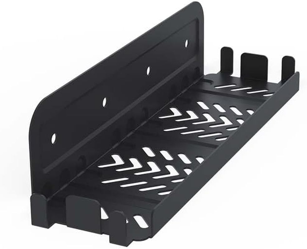 Wall Mount Bracket for Switch 2/Switch, Game Console Storage Rack with Controller Holders and Hook, Black image number 3