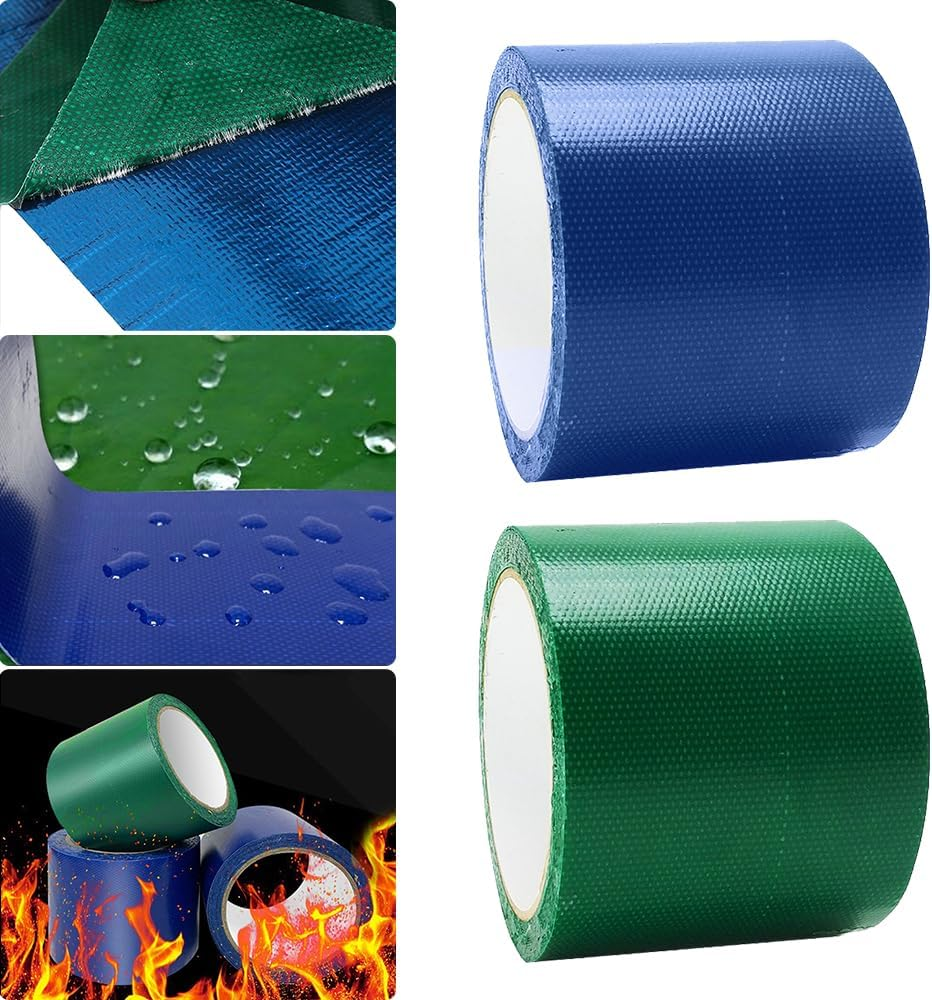 7.5M Glass Fiber Tent Repair Canvas Adhesive Patches Rain Cloth Repair Tape 8CM Green - Blue image number 5