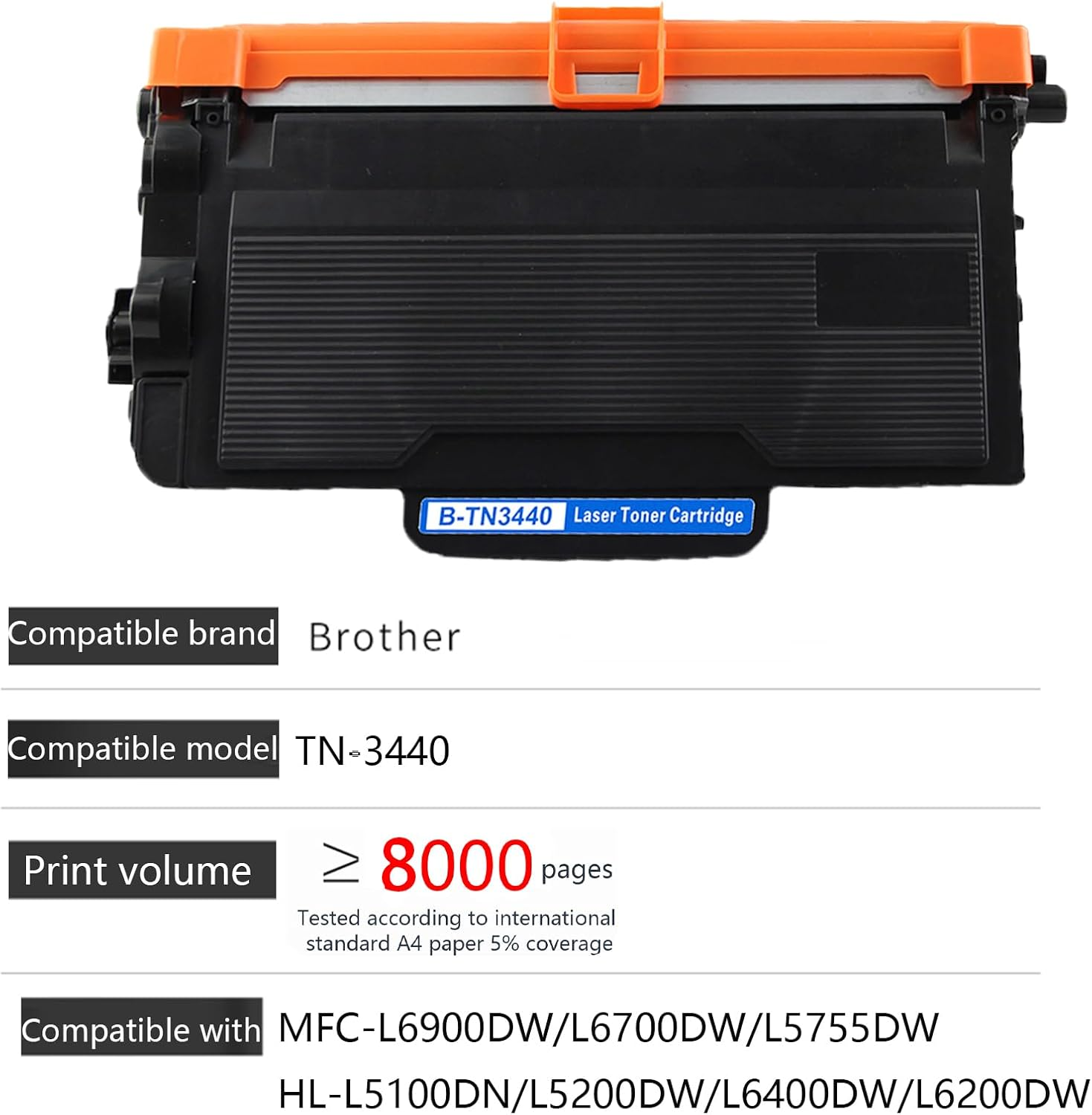 JOJOBE Planet TN-3440 Compatible Toner Cartridge with Brother MFC-L6900DW L6700DW L5755DW HL-L5200DW L5100DN L6400DW L6200DW , 8000 Pages per Cartridge image number 1