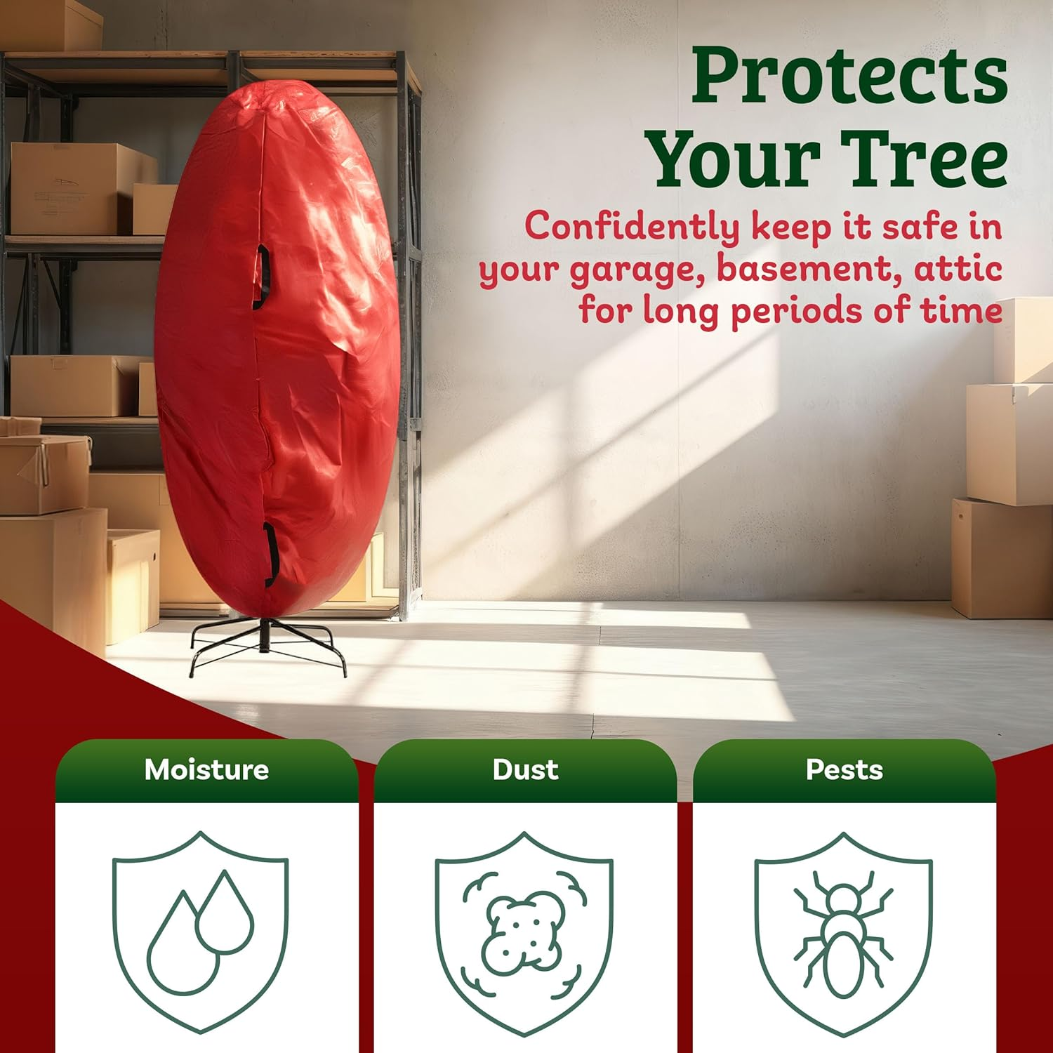 Elf Stor Premium Christmas Tree Cover Holiday Red Medium Size for for 6 Ft Tree