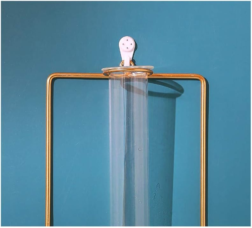 Nordic Hanging Wall Vase Geometric Gold Vase Metal Glass Vase Hydroponic Flower Vase Decorative for Centerpieces Farmhouse Wedding Home(Gold-R) image number 3