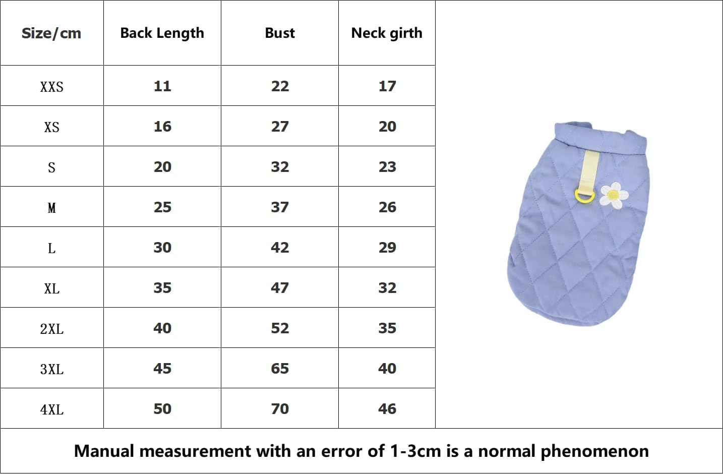 Dog Coat Cold Weather Coat Windproof Jacket Warm Dog Sweater Winter Thick Clothes Thick Vest Flower Tank Top Dog Coat for Small Dog Medium Cat (Blue, S) image number 4