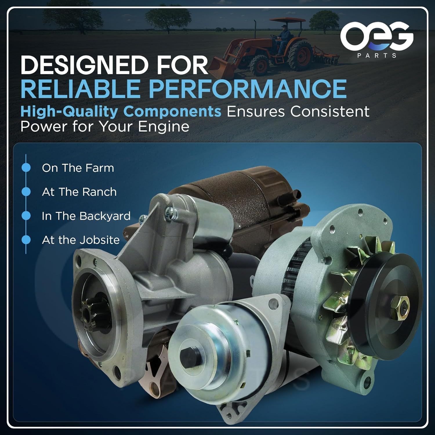 OEG Parts New Alternator Compatible with Caterpillar 216B, 226B, 232B, AP300D, JCB 540 530 225-3141 225-3143 305-3661 394-3494 394-3496 8600566 8600567 ALU0031 400-41006 2100-0500 3100-0501 3500-0500 image number 1