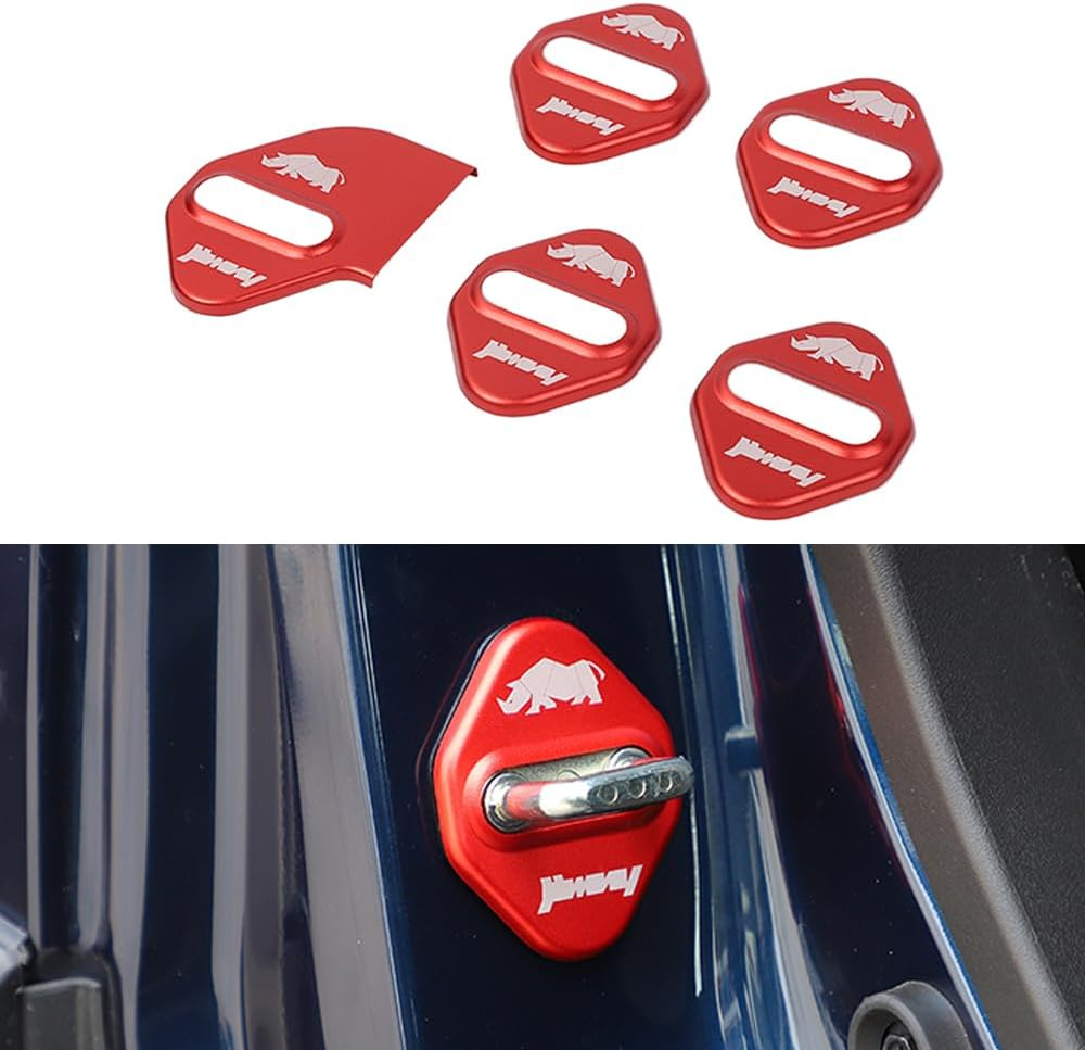 For Jimny Door Lock Cover, Aluminum Alloy Car Door Lock Latches Cover Protector Compatible with Suzuki Jimny 2019 2020 2021 2022 2023 Car Accessories （Black 5Pcs）