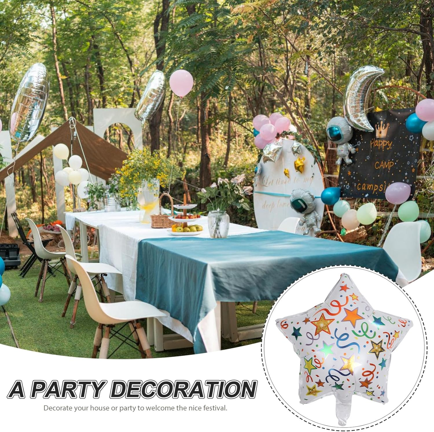 10Pcs Aluminum Foil Star Balloons: 17In Festival Sequin Balloons Star Balloons Decorations Balloons for New Year Christmas Party image number 3