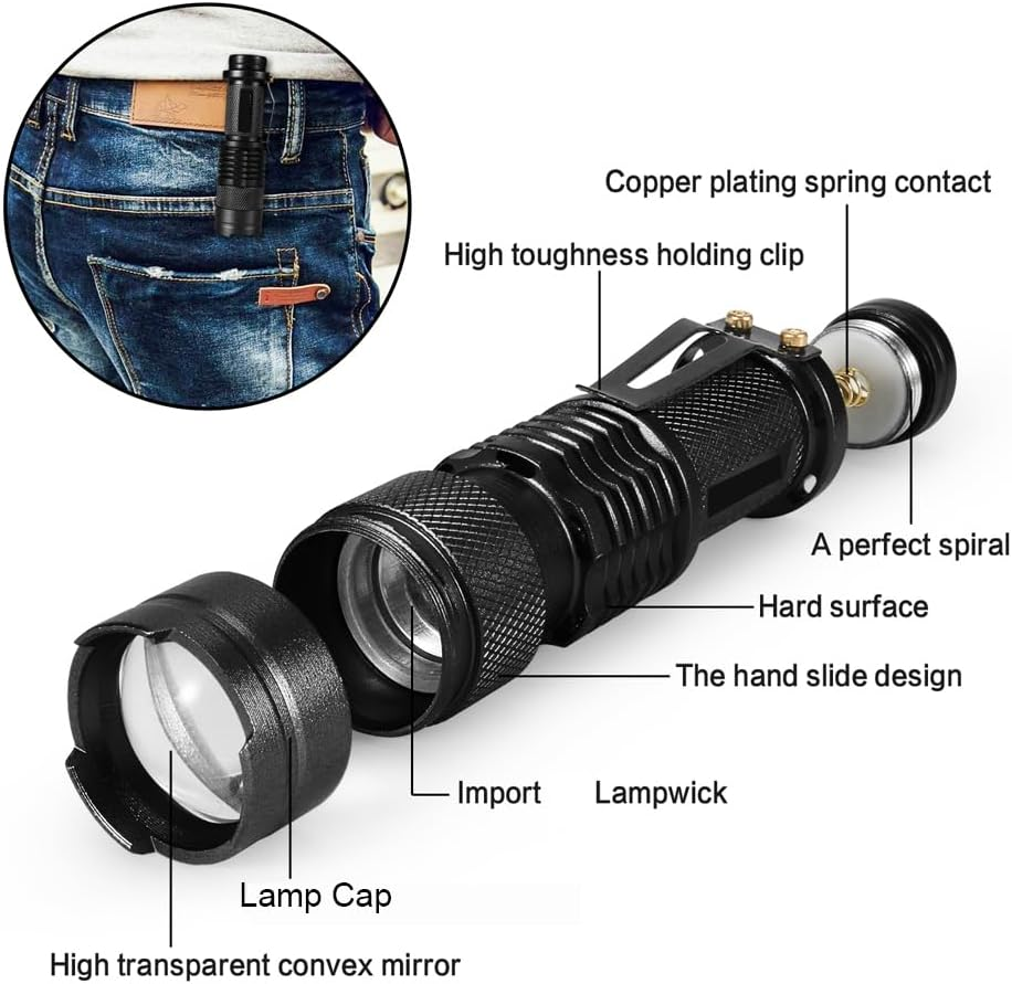 Red Light Flashlight, LED Flashlights with Clip for Hunting, Astronomy, Night Observation and Outdoor Activities (5 Pieces) image number 3
