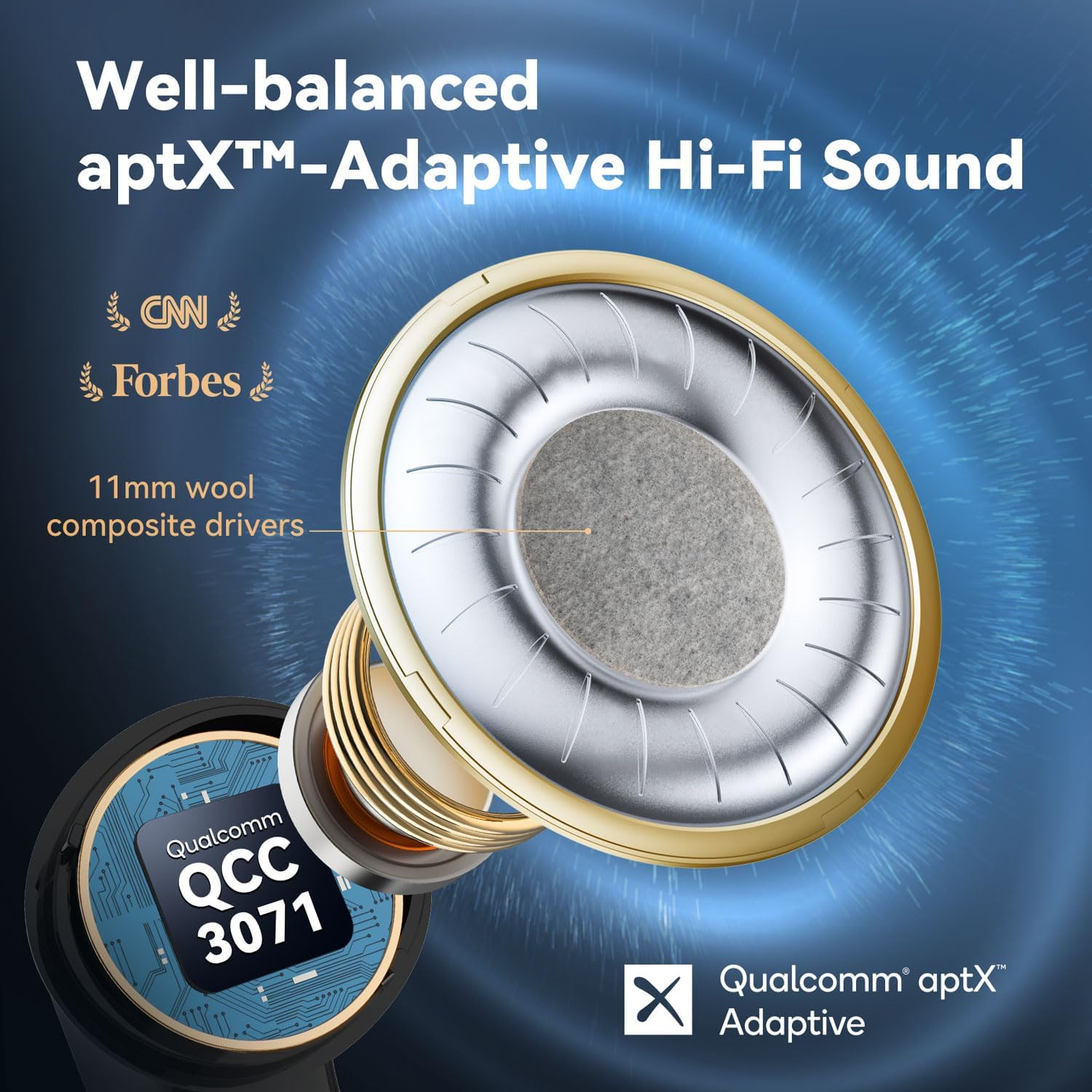 Earfun Air Pro 3 Noise Cancelling Wireless Earbuds, Qualcomm&reg; Aptx&trade; Adaptive Sound, 6 Mics CVC 8.0 ENC, Bluetooth 5.3 TWS Earbuds Wireless, Multipoint Connection, 45H Playtime, App Customize EQ, Black image number 6