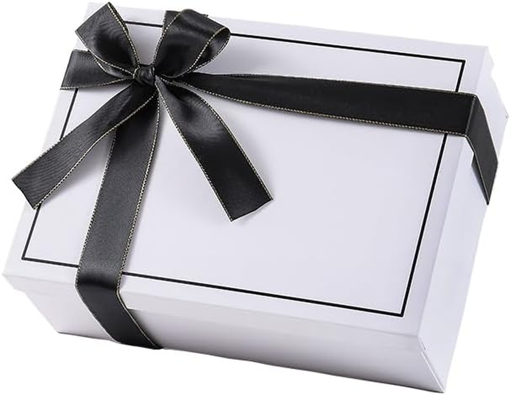 OSYLICT Gift Boxes with Lids,Wrap Box with Card, Ribbon, Raffia Shredded Paper. Gift Box for Presents,Christmas,Weddings, Birthdays,Bridesmaids (White) image number 2