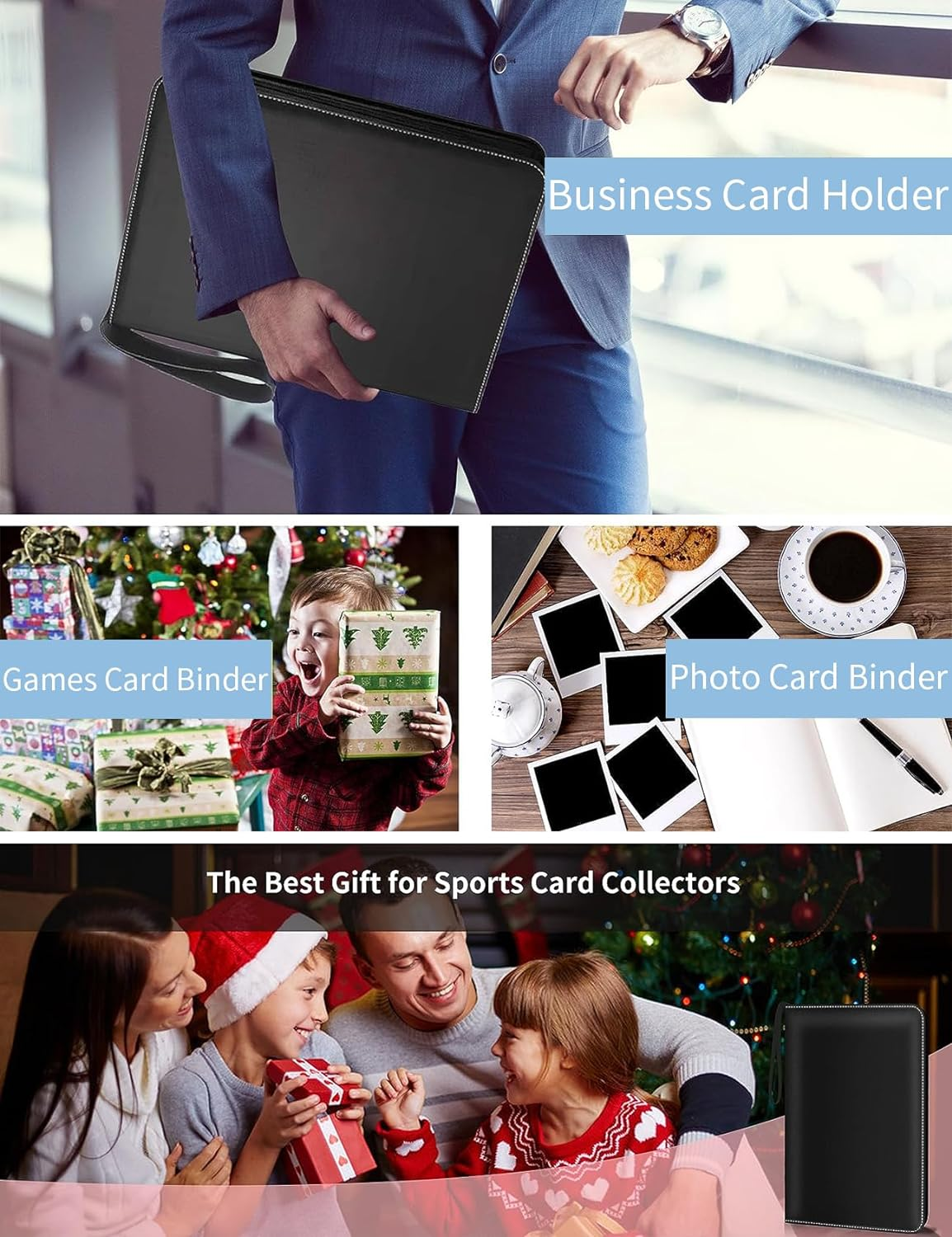 9 Pocket Card Binder, 900 Pockets Card Holder Folder Collector, Double Sided Pocket PU Card Collection Binder, Premium Zip Albums for MTG, TCG, Sports, Game Trading Cards (Green) - Grey image number 4