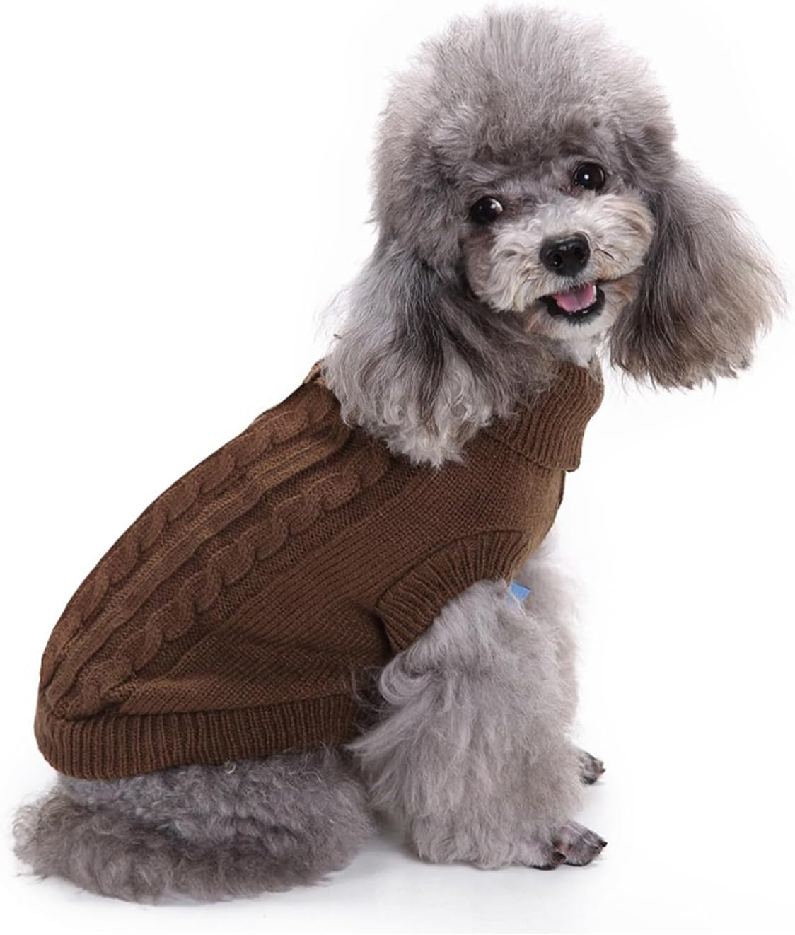 NACOCO New Classic Dog Sweater Cute Knitted Turtleneck Dog Sweater Warm Winter Clothes Coat Jumpers for Small Kitten Puppy Cat and Medium Dogs (Xx-Large, Brown) image number 3
