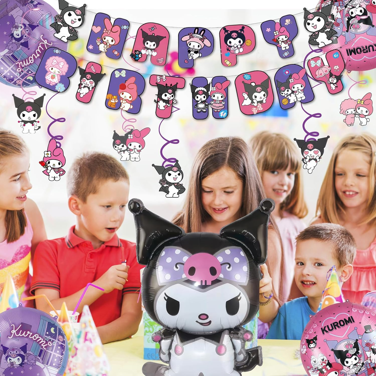 Cartoon Birthday Party Supplies, Cute Birthday Balloons Decoration for Girls, Happy Birthday Banner Larger Aluminium Film Balloons Themed Birthday Party Favor for Kids image number 3