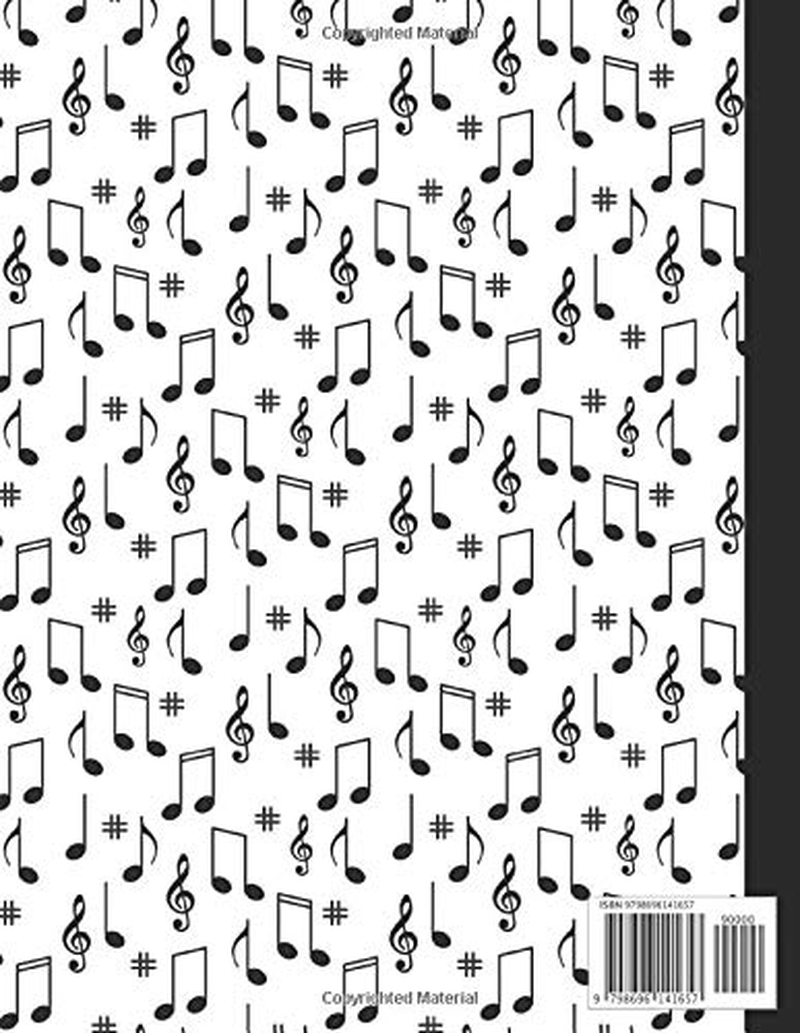 Music Manuscript Book for Kids: Wide Staff Music Notebook | Blank Sheet Music Paper with 6 Staves | White Musical Notes image number 1