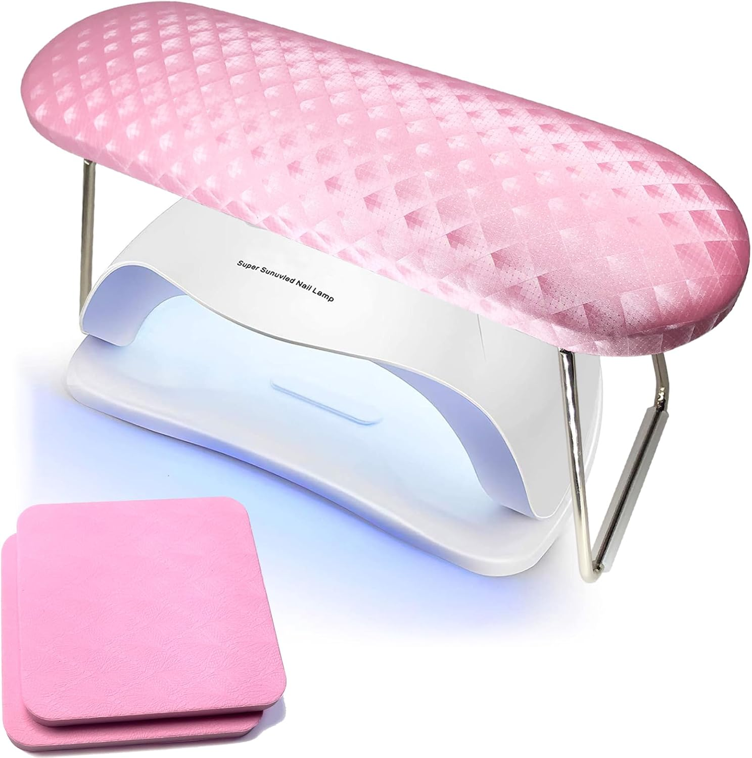Nail Arm Rest, Hand Rest for Nail Microfiber Soft Leather Manicure Nail Rest with Non-Slip, WOLINSPRING Professional Hand Pillow Cushion Table Desk Station for Nail Techs Use (Pink)