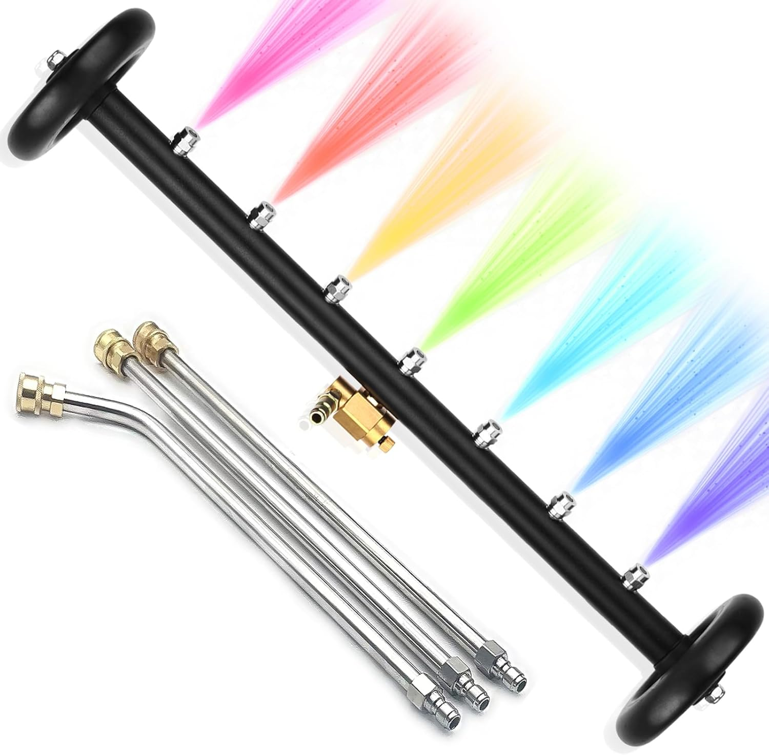 2-In-1 24" Dual-Function Undercarriage Pressure Washer Cleaner, Surface Cleaner for Power Pressure Washer Attachment， Underbody Car Wash Water Broom with 3 Pieces Extension Wand, 4000 PSI image number 4