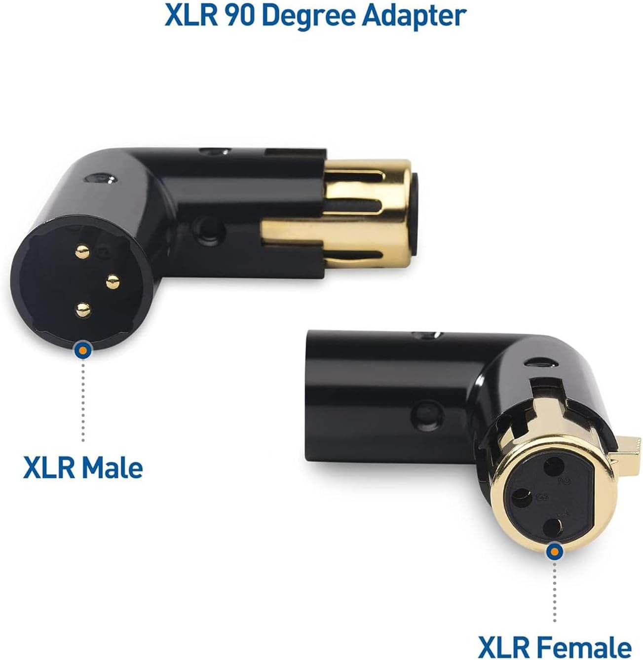 Domoi 2PCS Audio Adapter Plug Adjustable Male to Female Right Angle XLR Microphone Cable Adapter (XLR 90 Degree Adapter), Black, 500439321 image number 6