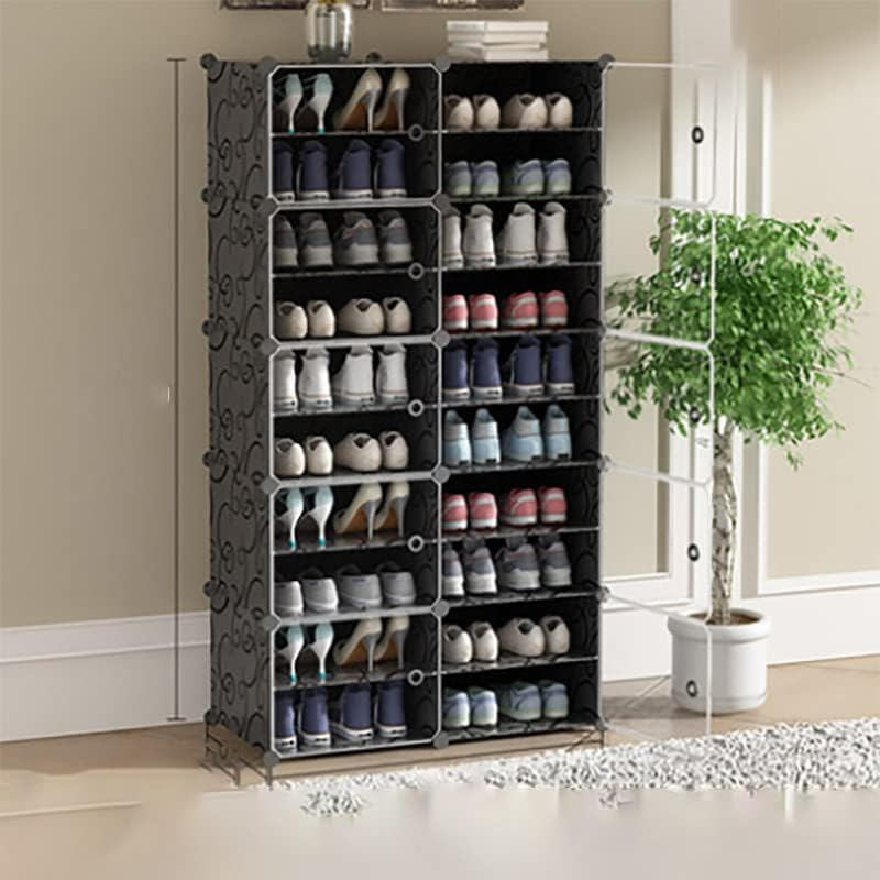 Clear Door DIY Shoe Rack Storage Multi-Cube Organizer Cabinet Stackable Closet (White 3 Column 10 Row) image number 6