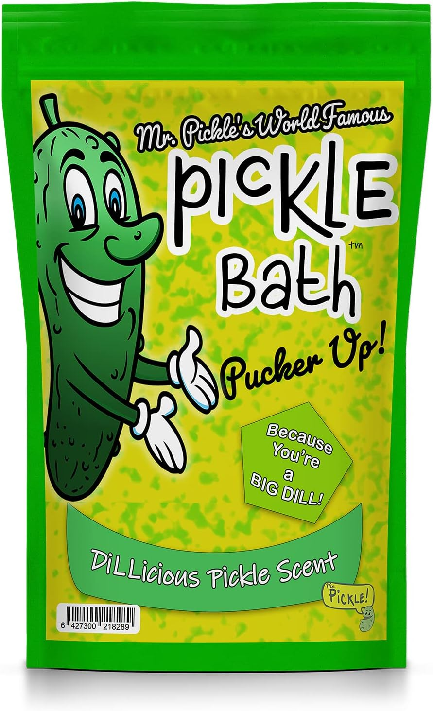 Mr Pickle&rsquo;S Pickle Bath Salts - Premium Dill Pickle Scented Bath Soak for Kids - Shower Gift for Pickle Lovers, Funny Stocking Stuffers and Gift Baskets for Children, Teens, Men, and Women image number 3