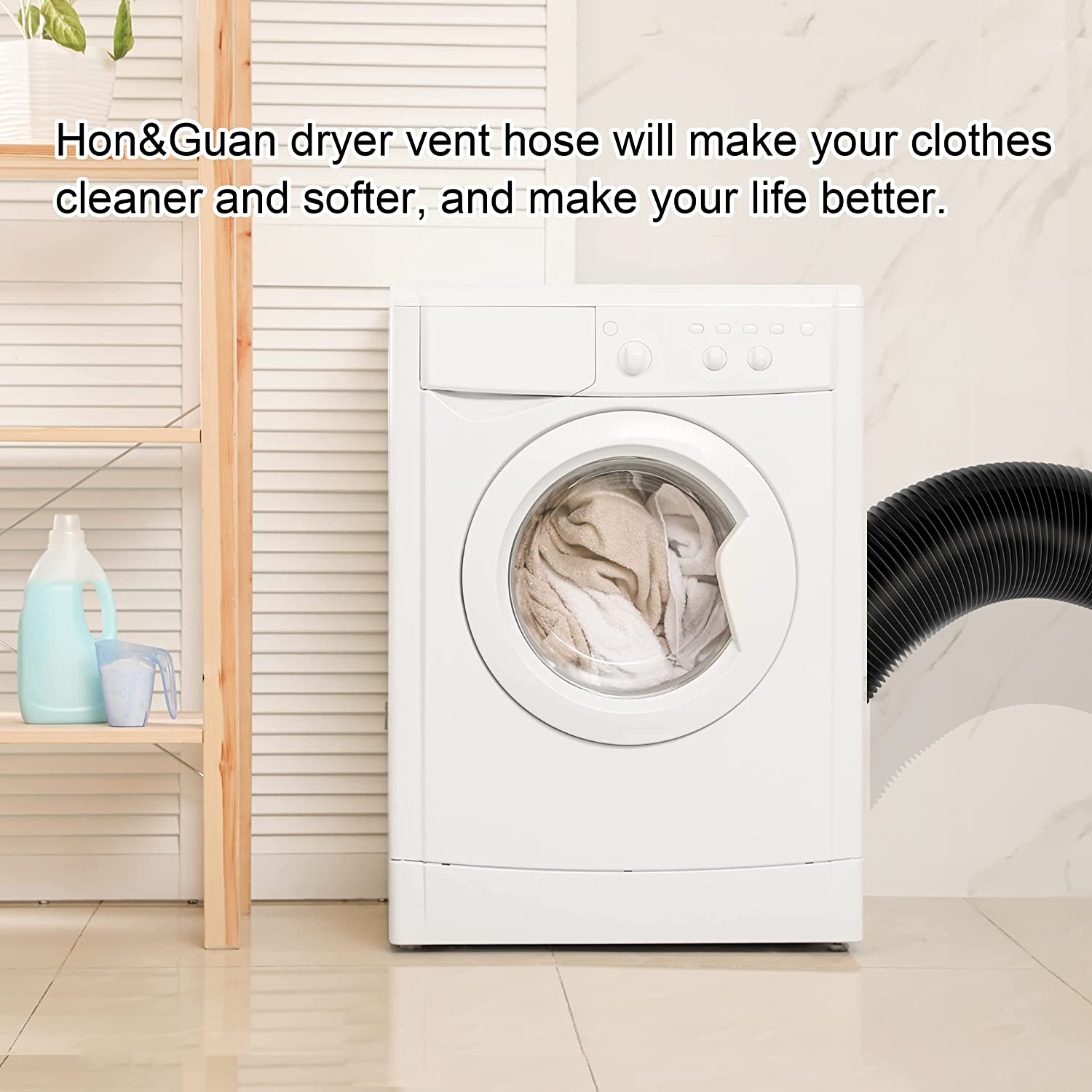 Hon&Guan 100 Mm X 2.5 M Aluminum Foil Insulated Flexible Duct, Dryer Vent Hose for HVAC Ventilation and Duct Fan Systems, 2 Clamps Include image number 1