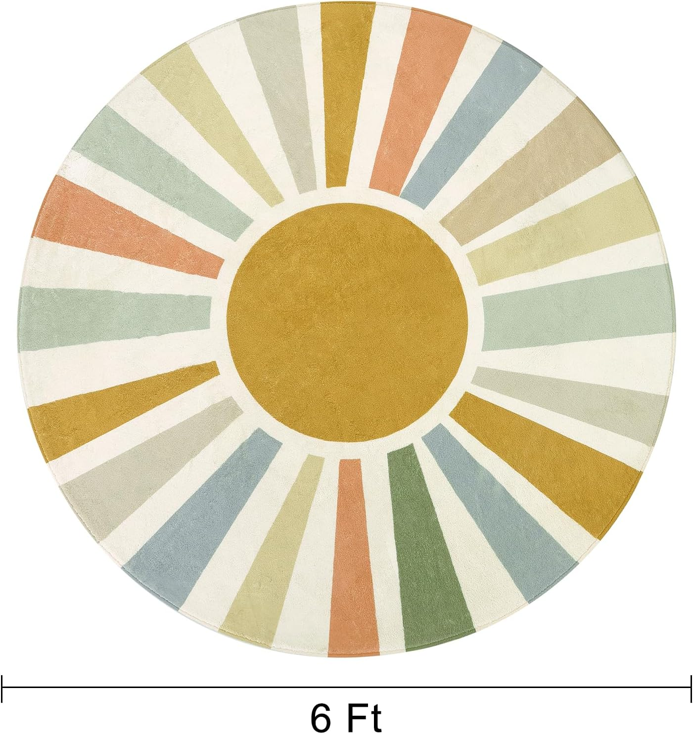 STARUIA Boho Sun round Area Rug, 6'X6', Monet, Living Room, Nursery, Playroom, Non-Slip, Washable image number 2