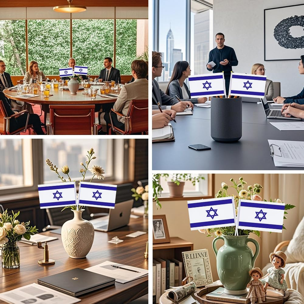 20 Pack Small Israel Flags on Stick Mini Handheld Israeli Flag for Parades, Independence Day and Patriotic Events 5X8 Inch Durable Weather-Resistant Flags with 12 Inch Sticks(Israel) image number 4